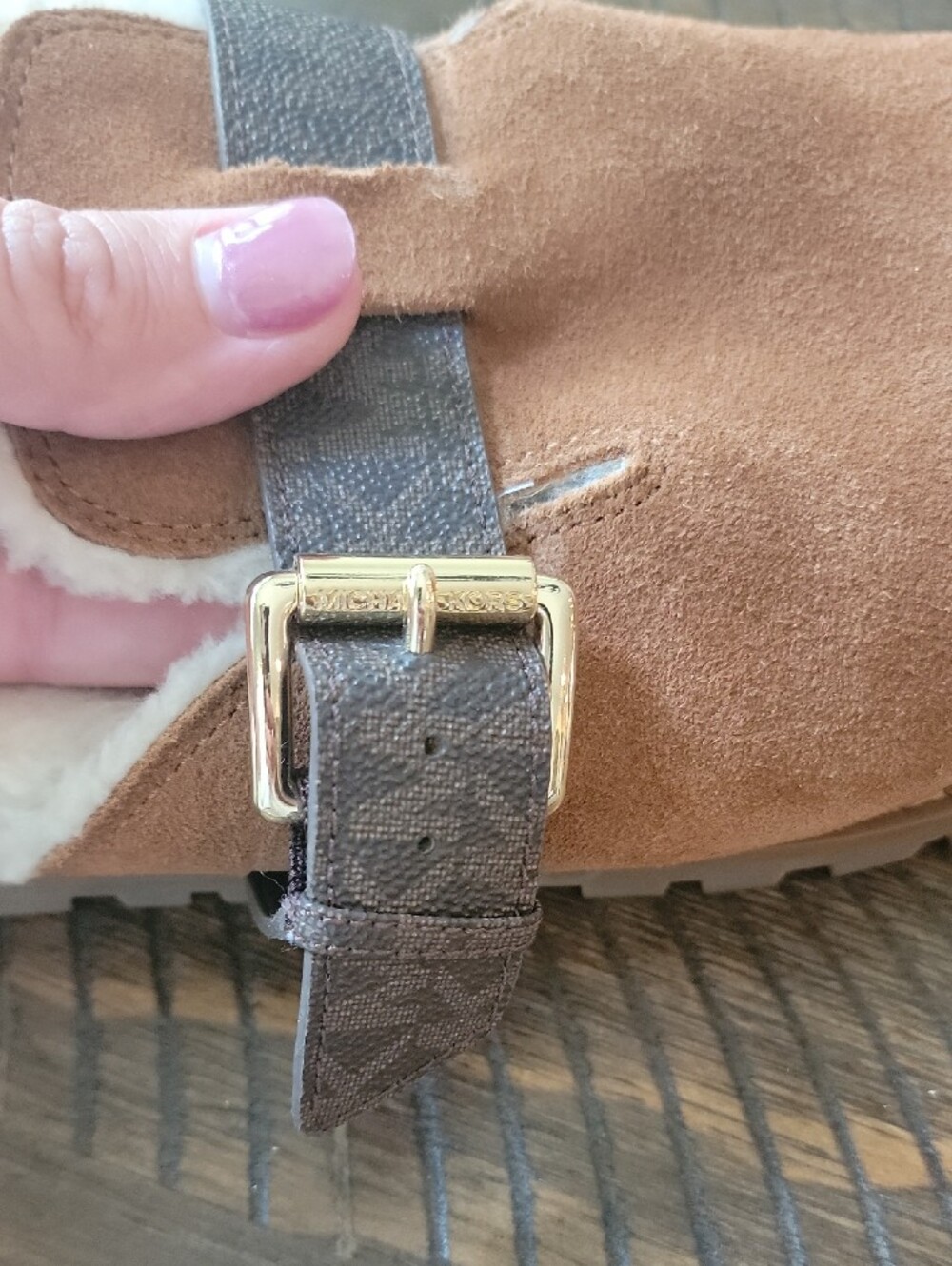 Michaels Kors Suede Shearling-Lined Mules - Picture 3 of 6